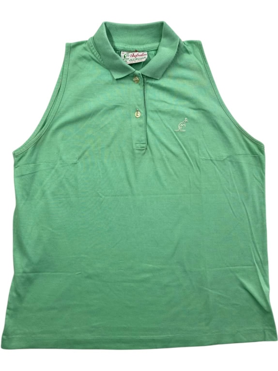 AUSTRALIAN BY ALPINA SLEEVELESS POLO SHIRT VINTAGE LOGO GREEN WOMEN'S S