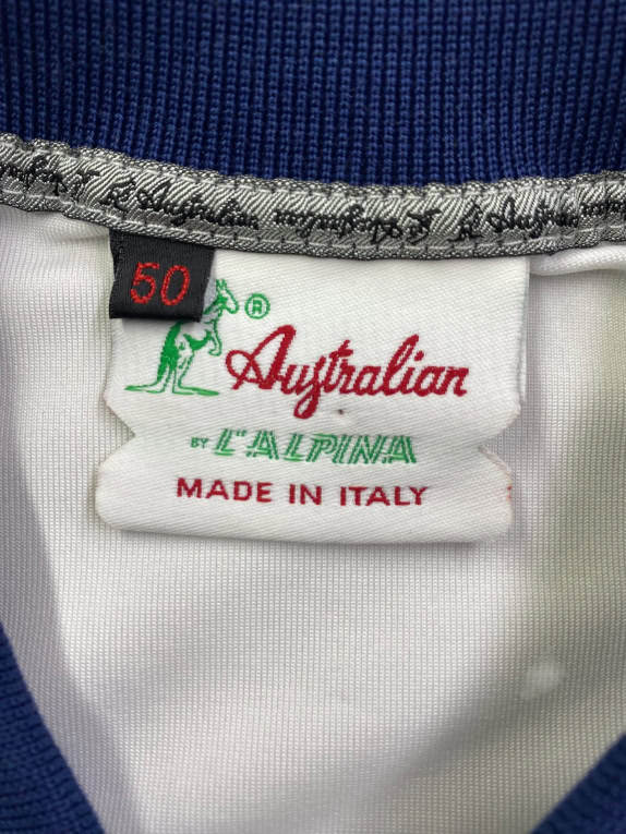 AUSTRALIAN POLO T-SHIRT VINTAGE LOGO WHITE/BLUE MEN'S XL
