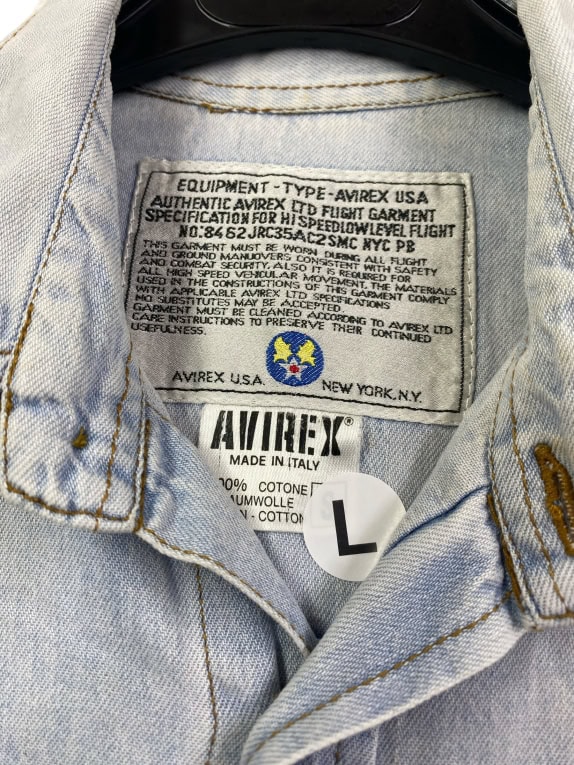 AVIREX LTD SHIRT VINTAGE DENIM WITH LOGO LIGHT BLUE MEN'S L