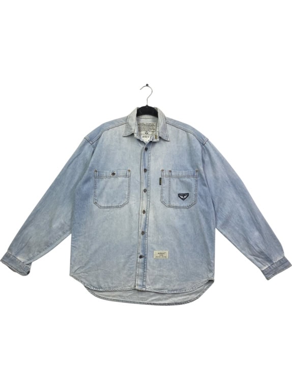 AVIREX LTD SHIRT VINTAGE DENIM WITH LOGO LIGHT BLUE MEN'S L