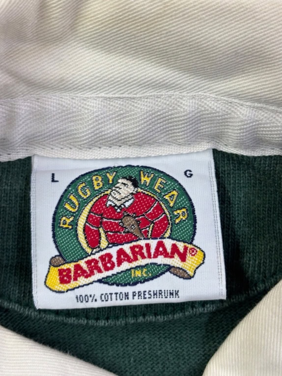 BARBARIAN MAGLIA RUGBY VINTAGE SPORTSWEAR VERDE UOMO PRE OWNED L