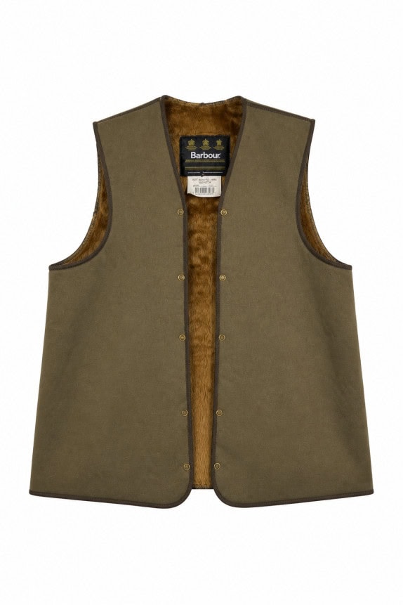 1990s BARBOUR GILET CLASSIC OLIVE MEN PRE OWNED L