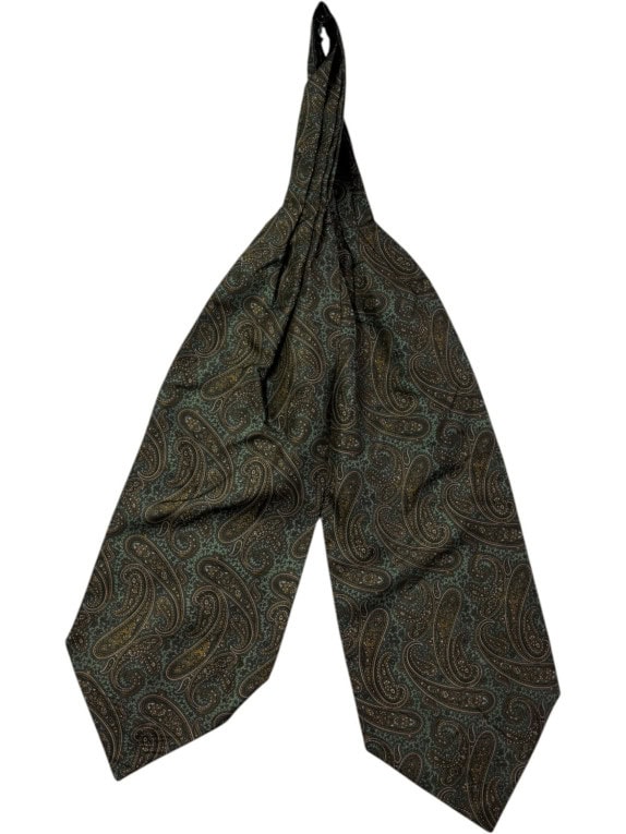 BARTON MODA ΜΕΤΑΞΩΤΗ ΓΡΑΒΑΤΑ CLASSIC PAISLEY ΣΚΟΥΡΟ ΠΡΑΣΙΝΟ ΑΝΤΡΙΚΟ PRE OWNED