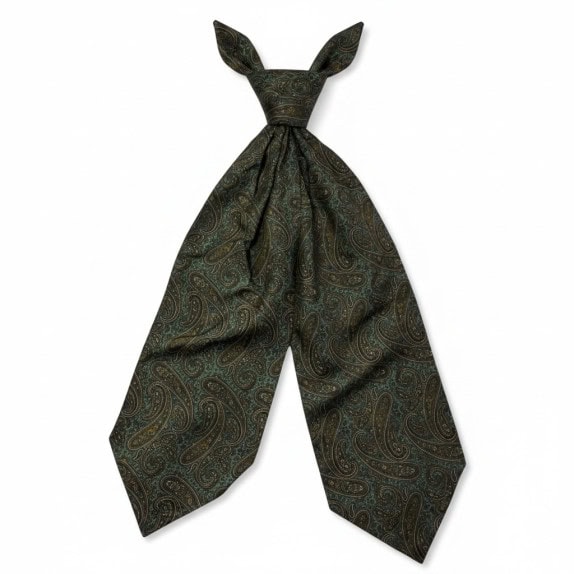 BARTON MODA ΜΕΤΑΞΩΤΗ ΓΡΑΒΑΤΑ CLASSIC PAISLEY ΣΚΟΥΡΟ ΠΡΑΣΙΝΟ ΑΝΤΡΙΚΟ PRE OWNED