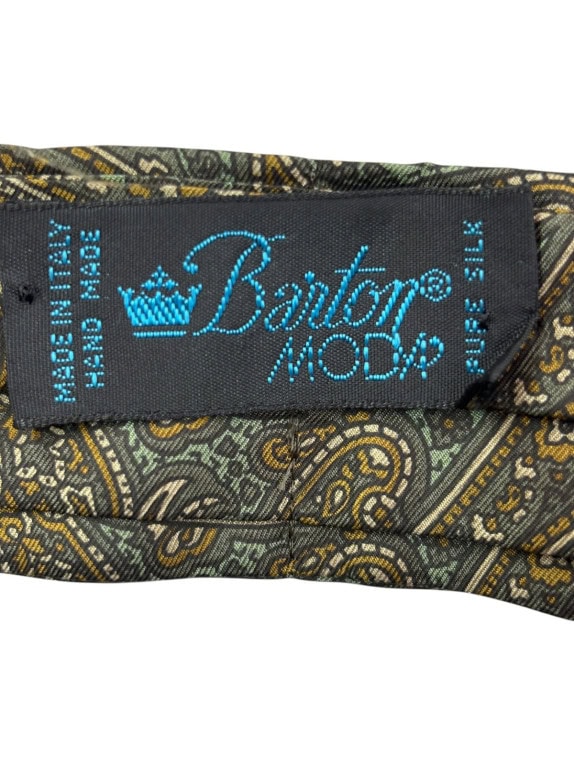 BARTON MODA ΜΕΤΑΞΩΤΗ ΓΡΑΒΑΤΑ CLASSIC PAISLEY ΣΚΟΥΡΟ ΠΡΑΣΙΝΟ ΑΝΤΡΙΚΟ PRE OWNED