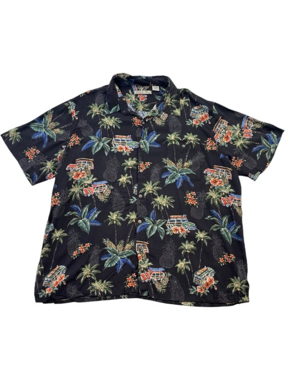 BATTCK BAY ΠΟΥΚΑΜΙΣΟ HAWAIIAN ΠΑΛΜΕΣ ΜΑΥΡΟ ΑΝΤΡΙΚΟ PRE OWNED L