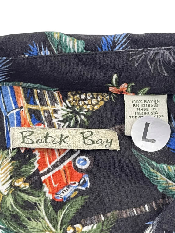 BATTCK BAY ΠΟΥΚΑΜΙΣΟ HAWAIIAN ΠΑΛΜΕΣ ΜΑΥΡΟ ΑΝΤΡΙΚΟ PRE OWNED L