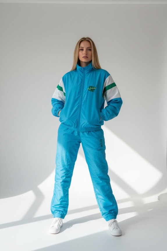 Belfe Set Tuta Vintage con Logo Azzurro Unisex XS-S