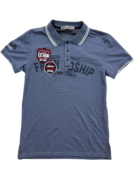 BELL’UOMO Polo casual con stampa logo Blu da uomo M