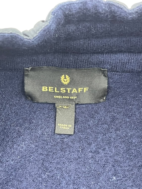 Belstaff Giacca con zip blu in maglia con dettagli trapuntati unisex S