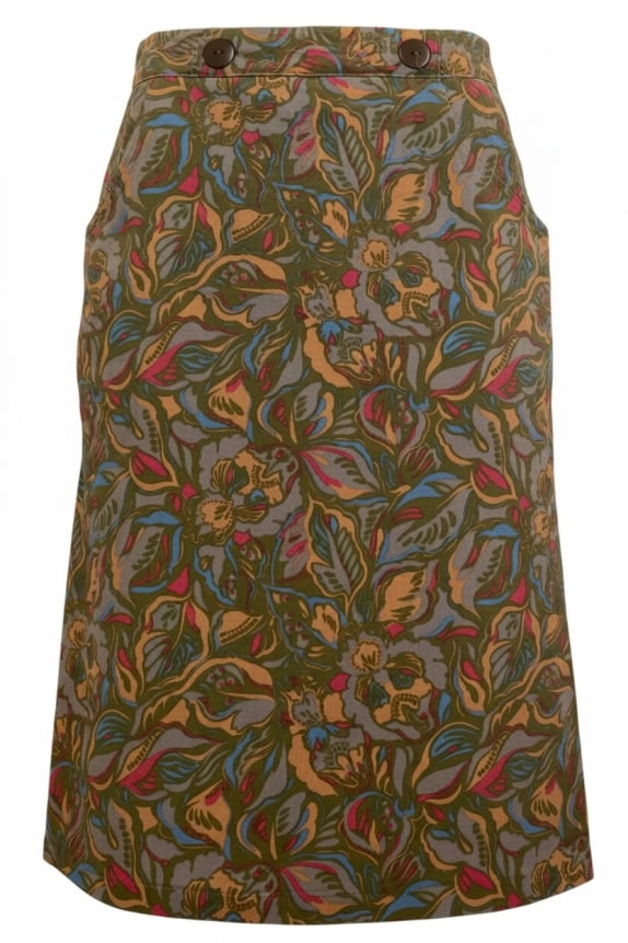 BENETTON SKIRT 90s FLORAL MULTICOLOR WOMEN'S S