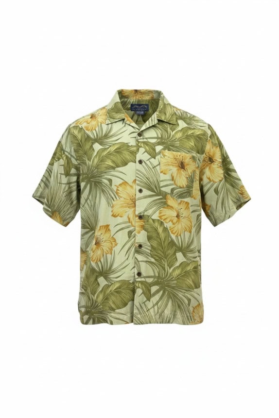 BERMUDA BAY ΠΟΥΚΑΜΙΣΟ HAWAIIAN PRINT ΑΝΟΙΧΤΟ ΠΡΑΣΙΝΟ ΑΝΤΡΙΚΟ PRE OWNED M