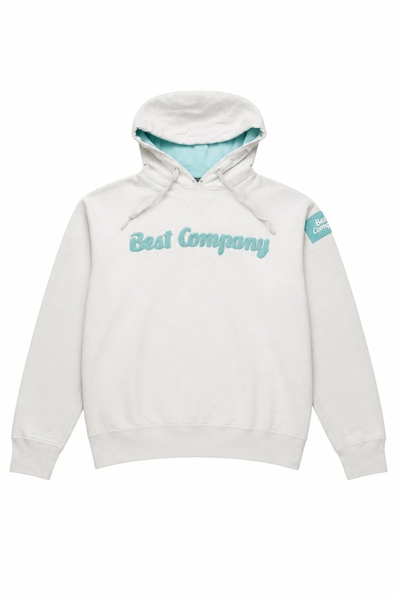 1990S BEST COMPANY HOODIE EMBROIDERED CREAM UNISEX PRE OWNED M