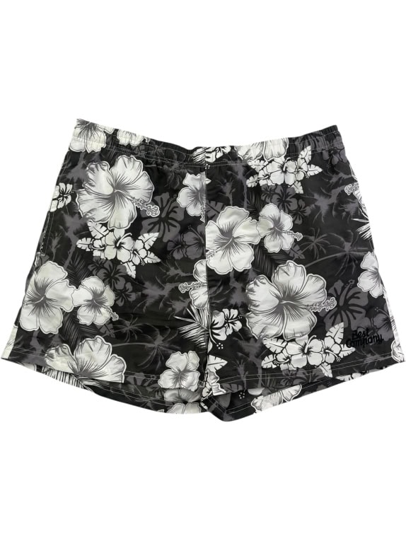 BEST COMPANY SWIM SHORTS FLORAL PRINT BLACK / WHITE UNISEX XXL