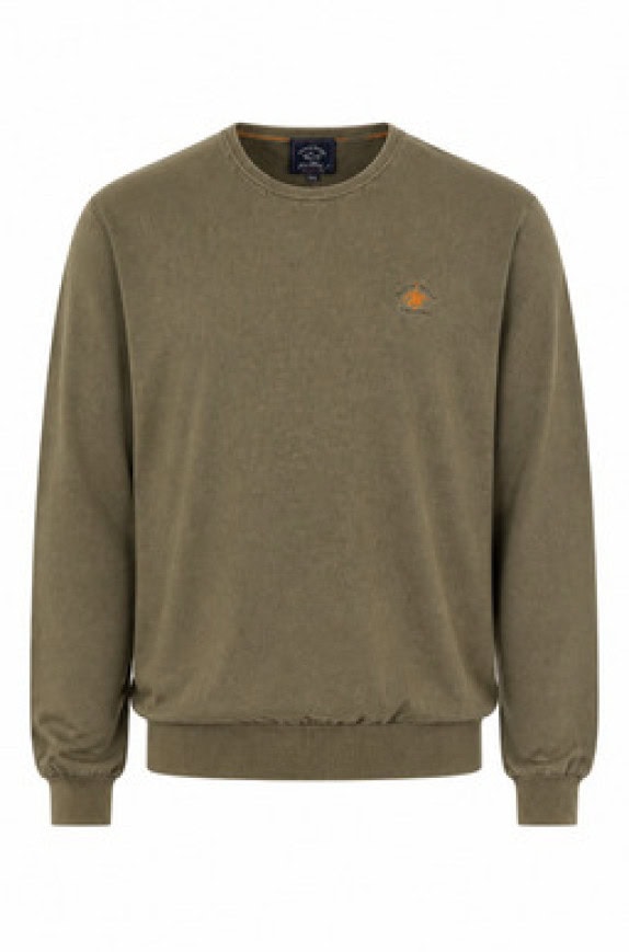BEVERLY HILLS POLO CLUB CREWNECK MINIMAL OLIVA UOMO PRE OWNED XL