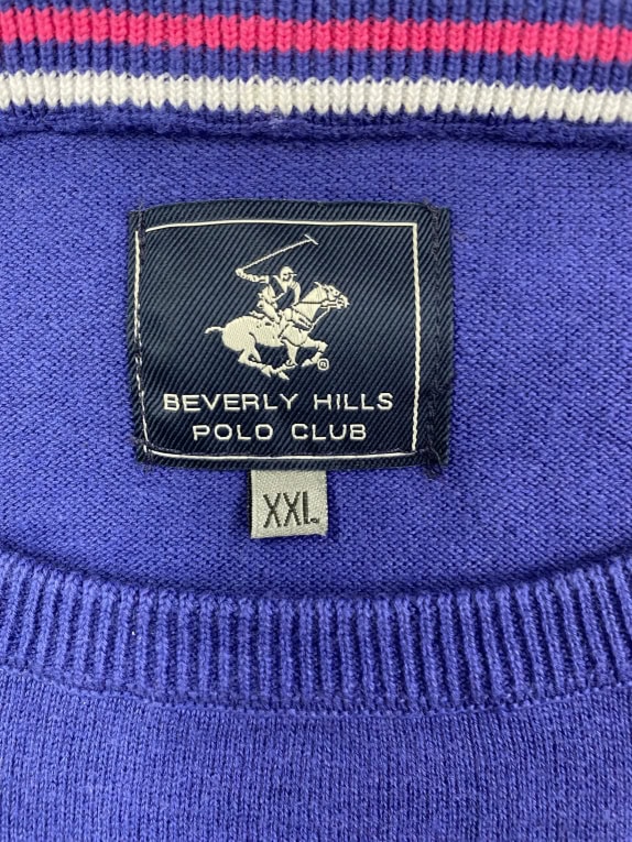 Beverly Hills Polo Club Maglia lavorata a maglia blu da uomo XXL