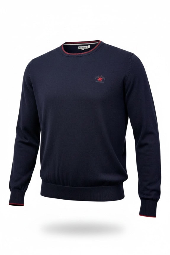BEVERLY HILLS POLO CLUB ΠΛΕΚΤΟ ΠΟΥΛΟΒΕΡ ΚΛΑΣΙΚΟ NAVY ΑΝΤΡΙΚΟ PRE OWNED XL