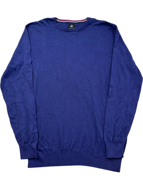 BEVERLY HILLS POLO CLUB ΠΛΕΚΤΟ ΠΟΥΛΟΒΕΡ MINIMAL ΜΠΛΕ ΑΝΤΡΙΚΟ PRE OWNED XL