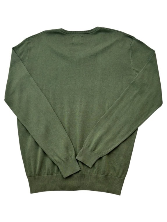 BEVERLY HILLS POLO CLUB V NECK KNIT SWEATER CLEAN OLIVE MEN PRE OWNED L