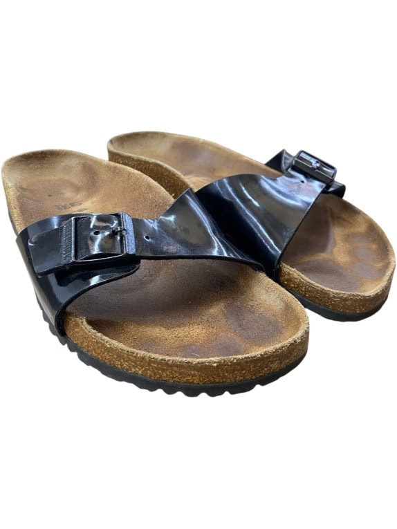 Birkenstock Madrid Black Patent Single Strap Sandals Unisex EU 40