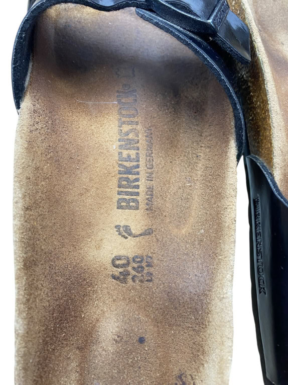 Birkenstock Madrid Black Patent Single Strap Sandals Unisex EU 40