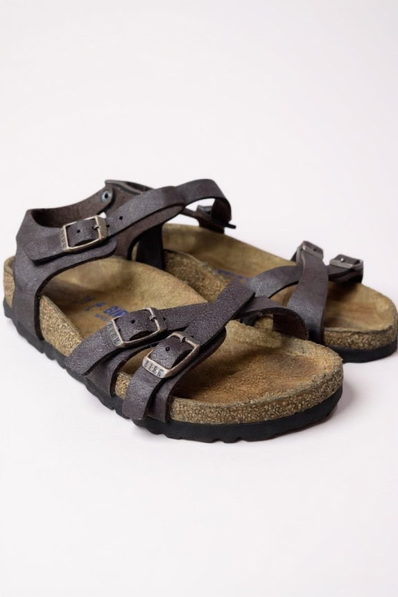 BIRKENSTOCK Leather Sandals Casual Logo Brown Unisex Size 35