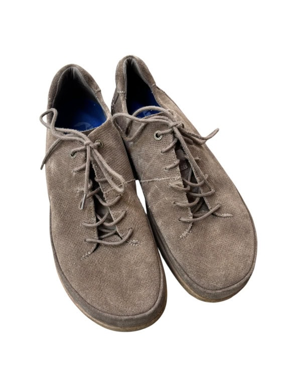 BIRKENSTOCK SCARPE IN CAMOSCIO MINIMAL TAUPE GREY UNISEX PRE OWNED EU 44