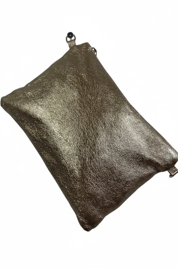 BORSE IN PELLE ΤΣΑΝΤΑ ΦΑΚΕΛΟΣ / CLUTCH ΜΕΤΑΛΛΙΖΕ ΜΠΡΟΝΖΕ ΓΥΝΑΙΚΕΙΑ