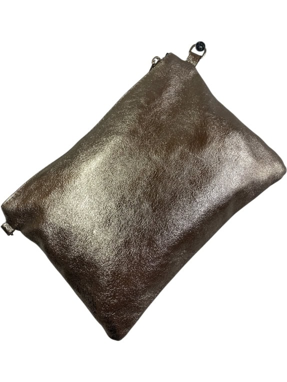BORSE IN PELLE ΤΣΑΝΤΑ ΦΑΚΕΛΟΣ / CLUTCH ΜΕΤΑΛΛΙΖΕ ΜΠΡΟΝΖΕ ΓΥΝΑΙΚΕΙΑ