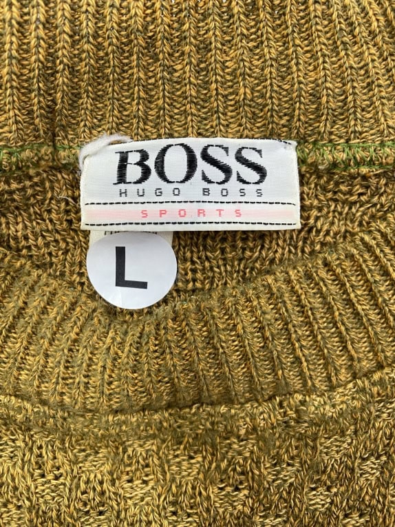 BOSS HUGO BOSS Πλεκτό Pullover Vintage Knit Logo Χακί Ανδρικό L