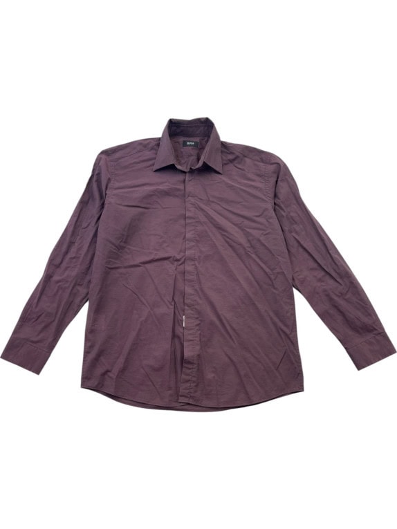 BOSS HUGO BOSS SHIRT MINIMAL BURGUNDY MENS PRE OWNED L