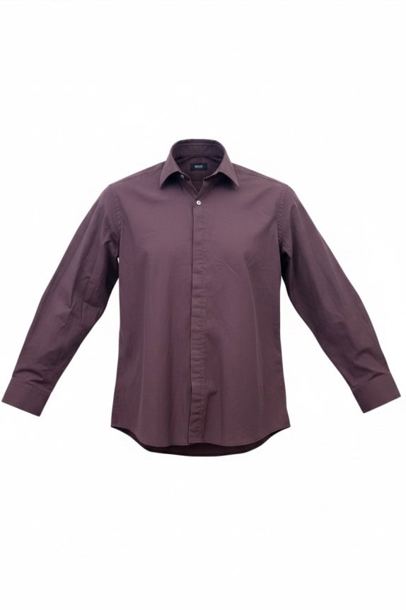 BOSS HUGO BOSS CAMICIA MINIMAL BORDEAUX UOMO PRE OWNED L