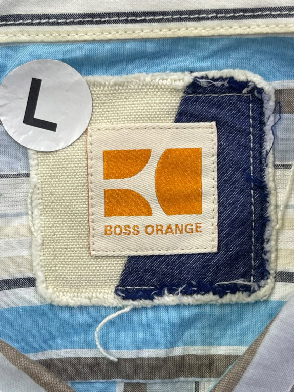 BOSS ORANGE ΜΑΚΡΥΜΑΝΙΚΟ ΠΟΥΚΑΜΙΣΟ ΡΙΓΕ ΜΠΛΕ ΓΚΡΙ ΑΝΤΡΙΚΟ PRE OWNED L