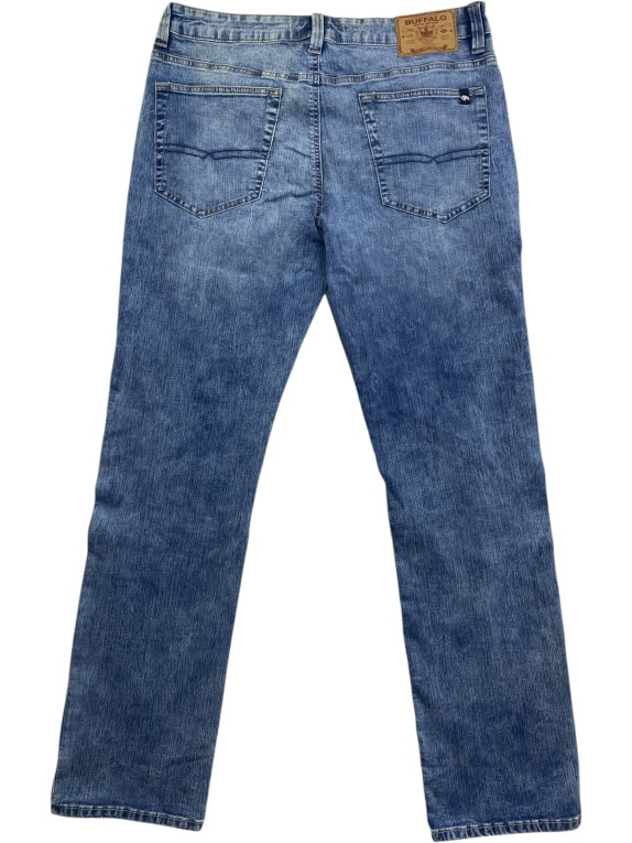 BUFFALO DAVID BITTON DENIM JEANS VINTAGE WEAR BRANDED LOGO BLUE MEN'S L (W36)