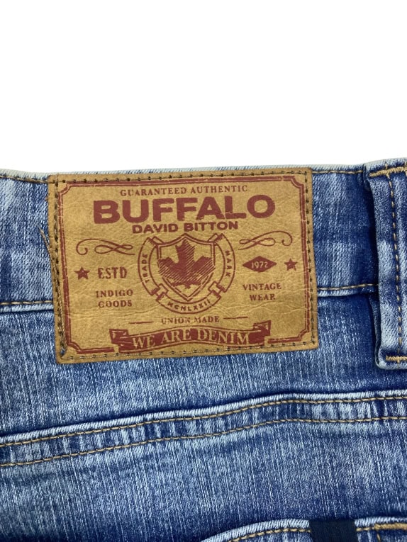 BUFFALO DAVID BITTON DENIM JEANS VINTAGE WEAR BRANDED LOGO BLUE MEN'S L (W36)
