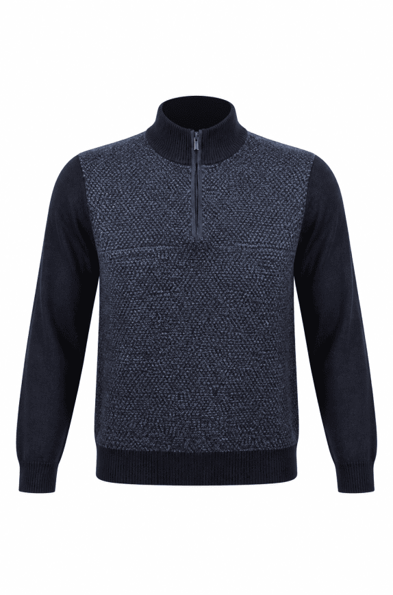 BUGATTI MAGLIA CON MEZZA ZIP BLU UOMO PRE OWNED S