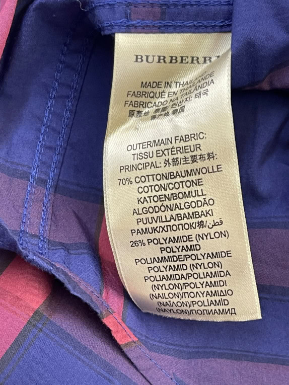 BURBERRY BRIT BUTTON UP SHIRT CLASSIC CHECK NAVY PINK MENS PRE OWNED S