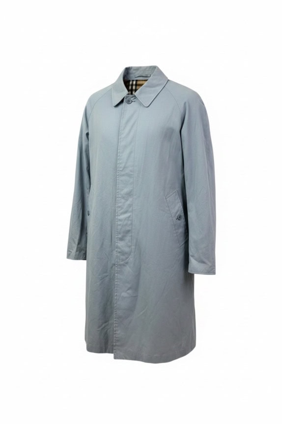 BURBERRY 90s IMPERMEABILE MINIMAL AZZURRO UOMO PRE OWNED