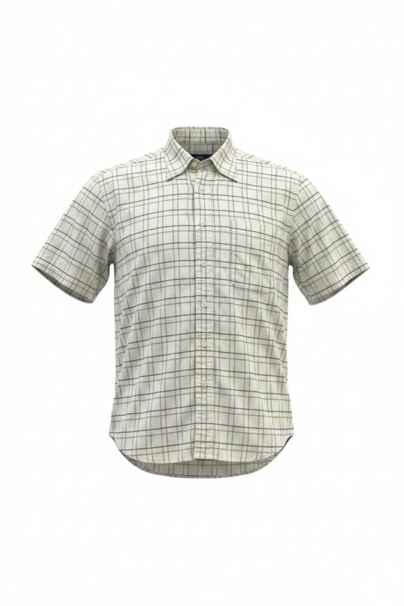 BURBERRY LONDON SHORT SLEEVE SHIRT CLASSIC CHECK CREAM MENS PRE OWNED S