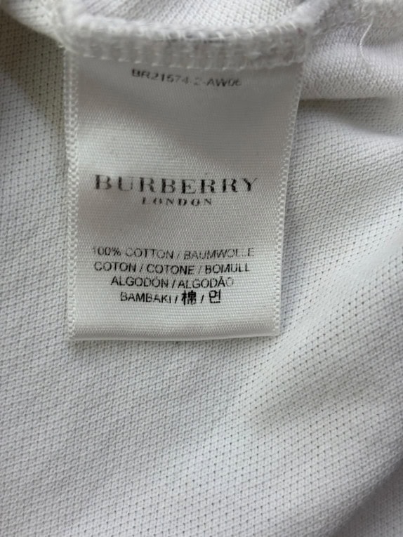 BURBERRY LONDON POLO SHIRT MINIMAL OFF WHITE WOMENS PRE OWNED XS