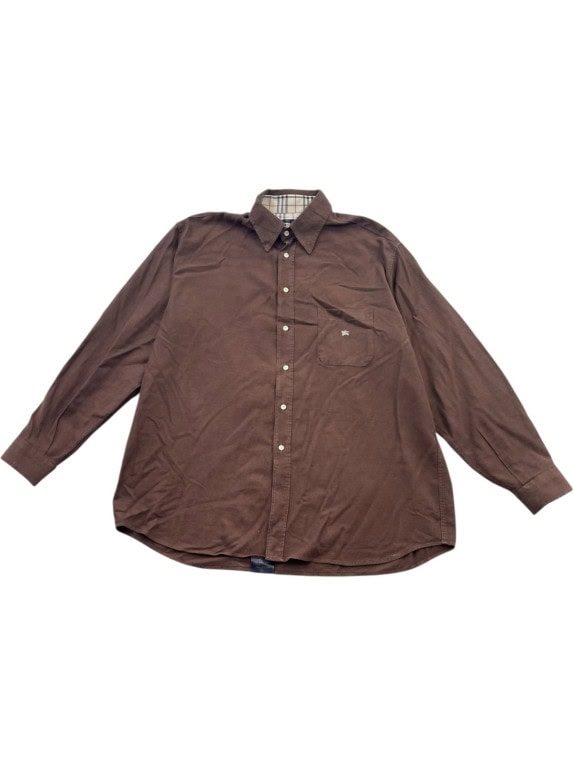 BURBERRY LONDON SHIRT CLASSIC BROWN MENS PRE OWNED XL