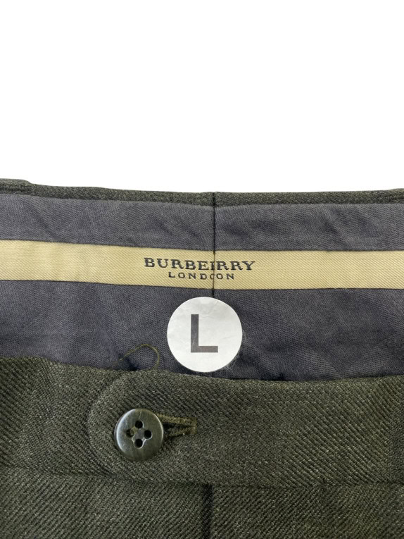 BURBERRY LONDON ΥΦΑΣΜΑΤΙΝΟ ΠΑΝΤΕΛΟΝΙ ΚΛΑΣΙΚΟ OLIVE ΑΝΤΡΙΚΟ PRE OWNED L