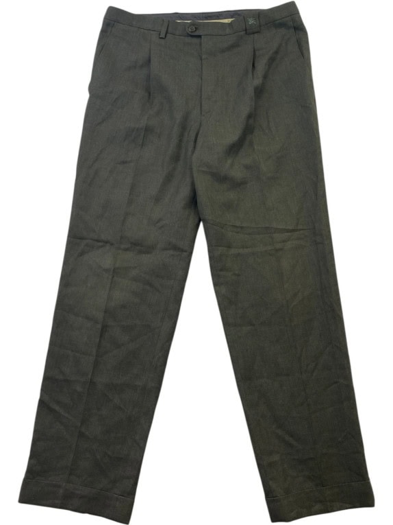 BURBERRY LONDON ΥΦΑΣΜΑΤΙΝΟ ΠΑΝΤΕΛΟΝΙ ΚΛΑΣΙΚΟ OLIVE ΑΝΤΡΙΚΟ PRE OWNED L
