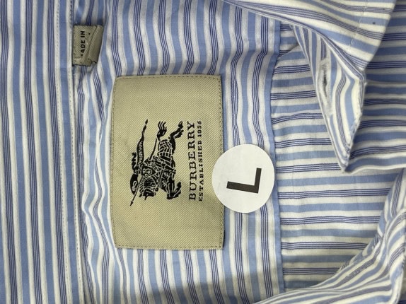 BURBERRY ΠΟΥΚΑΜΙΣΟ ΡΙΓΕ ΜΠΛΕ ΑΝΤΡΙΚΟ PRE OWNED L