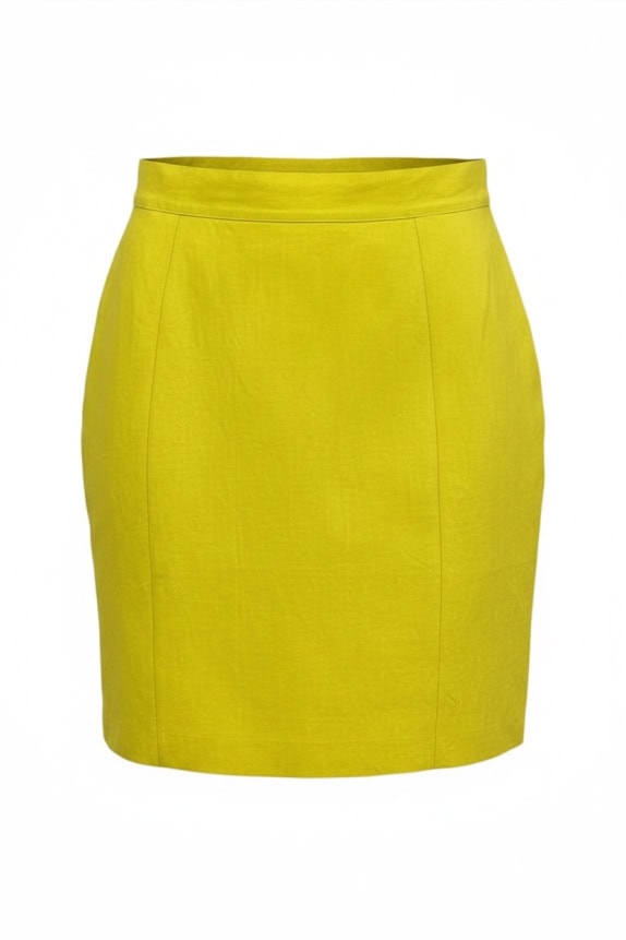 BYBLOS GONNA MINI IN LINO VINTAGE SENZA LOGO GIALLO DA DONNA S