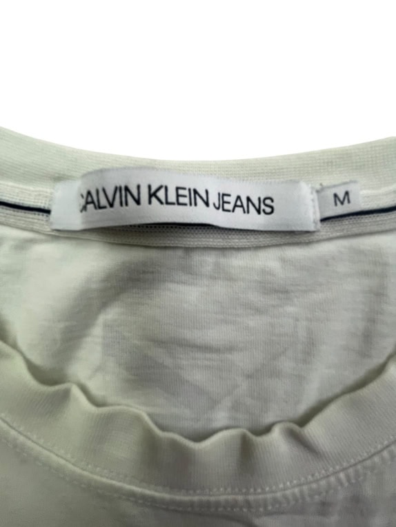 CALVIN KLEIN JEANS T-SHIRT VERTICAL LOGO WHITE MEN'S M