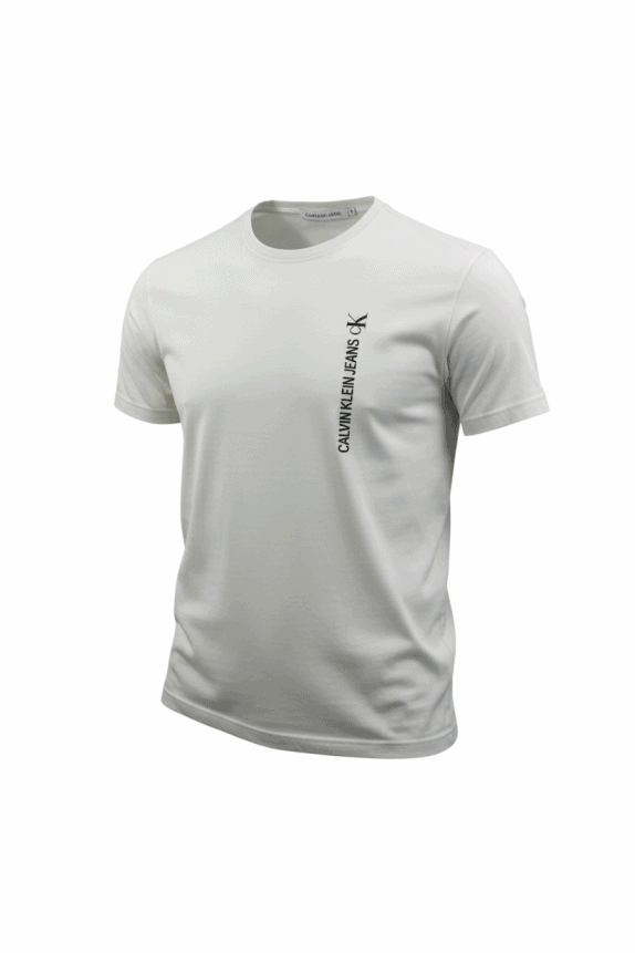 CALVIN KLEIN JEANS T-SHIRT VERTICAL LOGO BIANCA UOMO M