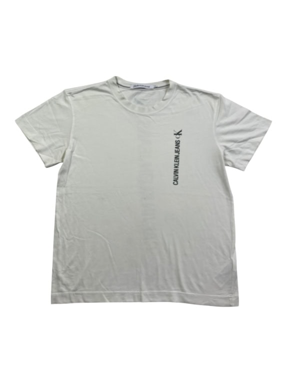 CALVIN KLEIN JEANS T-SHIRT VERTICAL LOGO WHITE MEN'S M