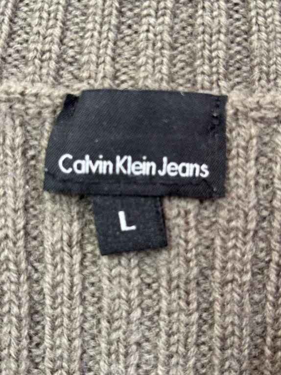 CALVIN KLEIN JEANS ΠΛΕΚΤΟ HALF ZIP MINIMAL OLIVE ΑΝΤΡΙΚΟ PRE OWNED L