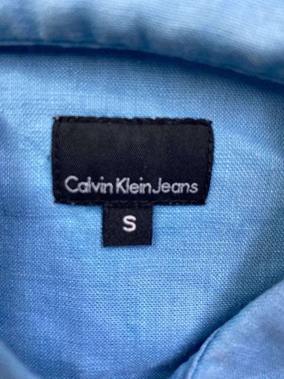 Calvin Klein Jeans Πουκάμισο Linen Casual Logo Γαλάζιο Ανδρικό S